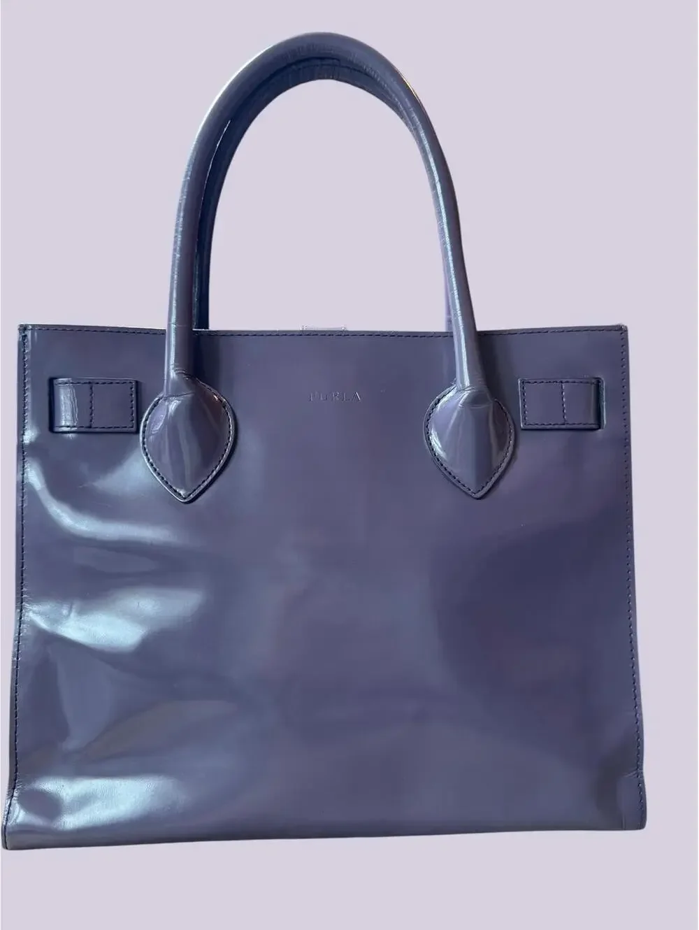Furla Purple Leather Structured Tote Satchel Bag - Picture 3 of 7